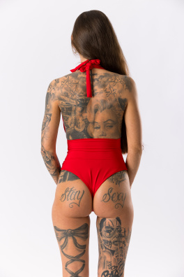 GoldBee Jednodílné Stahovací Plavky Brazilky Red (Barva Red, Velikost 3XL)