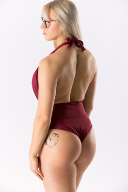 GoldBee Jednodílné Stahovací Plavky Brazilky Bordo (Barva Bordo, Velikost 3XL)