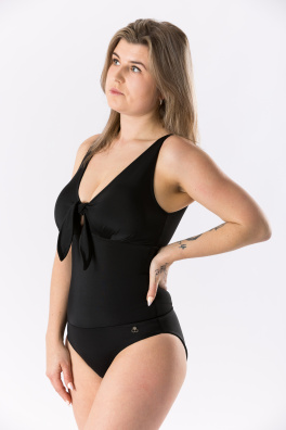 GoldBee Jednodílné Plavky Vázací Pro Velká Prsa Black (Barva Black, Velikost 3XL)