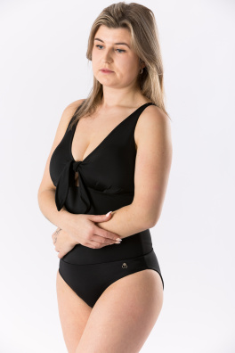 GoldBee Jednodílné Plavky Vázací Pro Velká Prsa Black (Barva Black, Velikost 3XL)