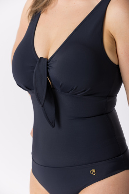 GoldBee Jednodílné Plavky Vázací Pro Velká Prsa Navy (Barva Navy, Velikost 3XL)