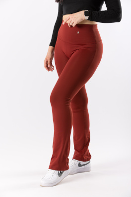GoldBee Zvonové Legíny Stahující Pas Lycra Brick Red (Barva Brick Red, Velikost 3XL)