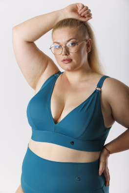 GoldBee Plavky Vrchní Díl Pro Velká Prsa Petrol (Barva Petrol, Velikost L)