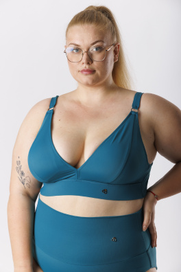 GoldBee Plavky Vrchní Díl Pro Velká Prsa Petrol (Barva Petrol, Velikost L)