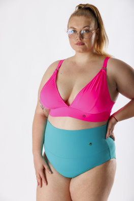 GoldBee Plavky Vrchní Díl Pro Velká Prsa Neon Pink (Barva Neon Pink, Velikost L)