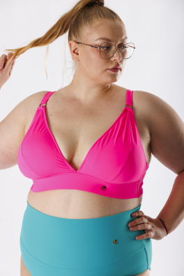 GoldBee Plavky Vrchní Díl Pro Velká Prsa Neon Pink (Barva Neon Pink, Velikost L)