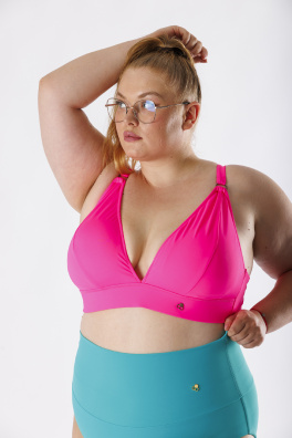 GoldBee Plavky Vrchní Díl Pro Velká Prsa Neon Pink (Barva Neon Pink, Velikost L)