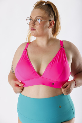 GoldBee Plavky Vrchní Díl Pro Velká Prsa Neon Pink (Barva Neon Pink, Velikost L)