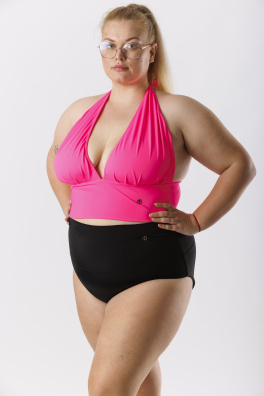 GoldBee Plavky Vrchní Díl Milf Neon Pink (Barva Neon Pink, Velikost 3XL)