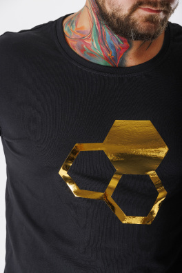 GoldBee Pánské Tričko Logo Gold Black (Barva Black, Velikost L)