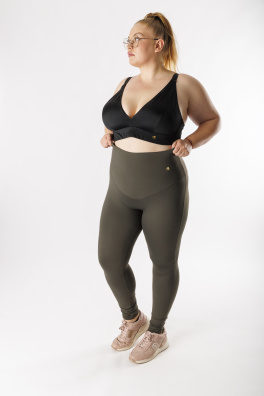 GoldBee Legíny Stahující Celé Břicho Lycra Army (Barva Army, Velikost 3XL)