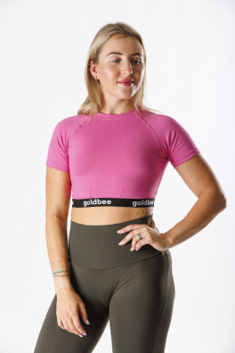 GoldBee Crop-Top S Krátkým Rukávem BeOne Old Pink (Barva Old Pink, Velikost L)