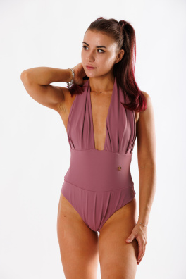 GoldBee Jednodílné Stahovací Plavky Brazilky Old Pink (Barva Old Pink, Velikost 3XL)