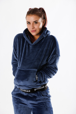 GoldBee Mikina Fluffy Jeans (Barva Jeans, Velikost L)