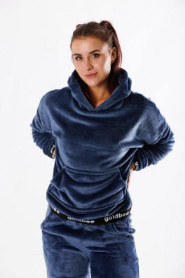 GoldBee Mikina Fluffy Jeans (Barva Jeans, Velikost L)