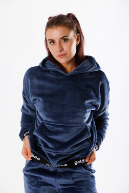 GoldBee Mikina Fluffy Jeans (Barva Jeans, Velikost L)