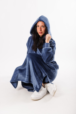 GoldBee Extra Dlouhá Mikina Doba Ledová Fluffy Jeans (Barva Jeans, Velikost XL-4XL)