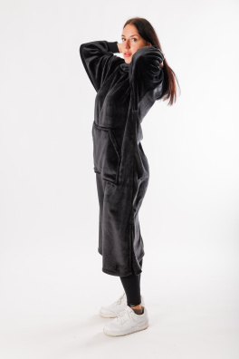 GoldBee Extra Dlouhá Mikina Doba Ledová Fluffy Black (Barva Black, Velikost XL-4XL)