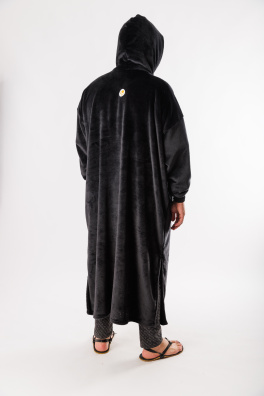 GoldBee Extra Dlouhá Mikina Doba Ledová Fluffy Black (Barva Black, Velikost XL-4XL)