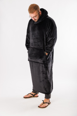 GoldBee Extra Dlouhá Mikina Doba Ledová Fluffy Black (Barva Black, Velikost XL-4XL)