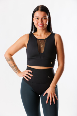 GoldBee Krátký Top Mesh Black (Barva Black, Velikost L)