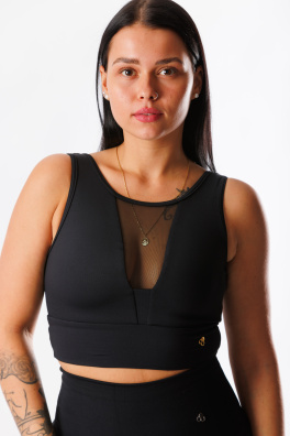 GoldBee Krátký Top Mesh Black (Barva Black, Velikost L)