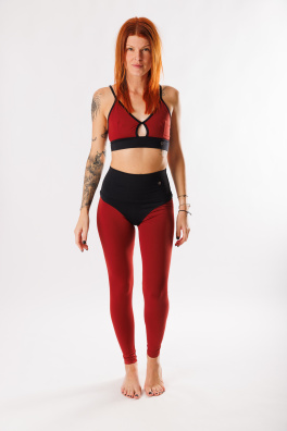 GoldBee Legíny Stahující Pas Horny Lycra Brick Red (Barva Brick Red, Velikost L)