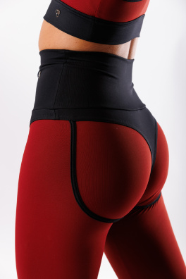 GoldBee Legíny Stahující Pas Horny Lycra Brick Red (Barva Brick Red, Velikost L)