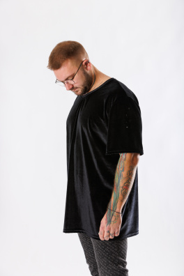 GoldBee Pánské Semišové Tričko Black (Barva Black, Velikost L)