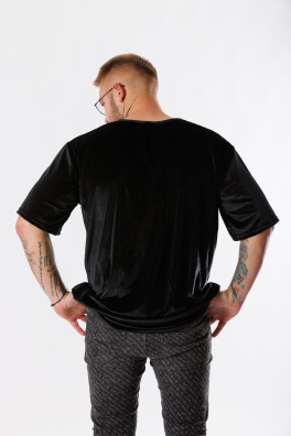 GoldBee Pánské Semišové Tričko Black (Barva Black, Velikost L)