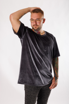 GoldBee Pánské Semišové Tričko Grey (Barva Grey, Velikost L)