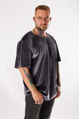 GoldBee Pánské Semišové Tričko Grey (Barva Grey, Velikost L)