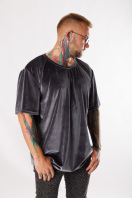 GoldBee Pánské Semišové Tričko Grey (Barva Grey, Velikost L)