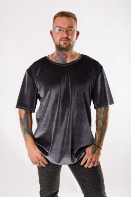 GoldBee Pánské Semišové Tričko Grey (Barva Grey, Velikost L)