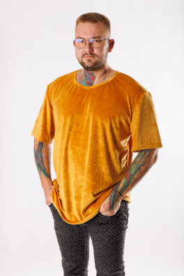 GoldBee Pánské Semišové Tričko Gold (Barva Gold, Velikost L)