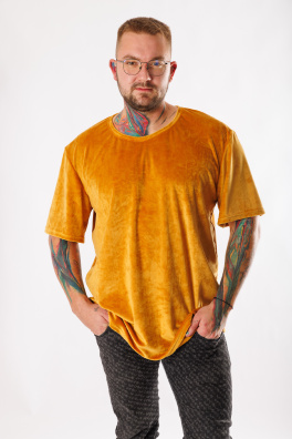 GoldBee Pánské Semišové Tričko Gold (Barva Gold, Velikost L)