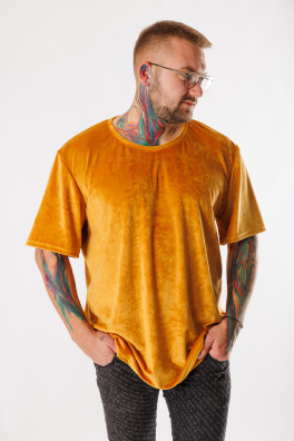 GoldBee Pánské Semišové Tričko Gold (Barva Gold, Velikost L)