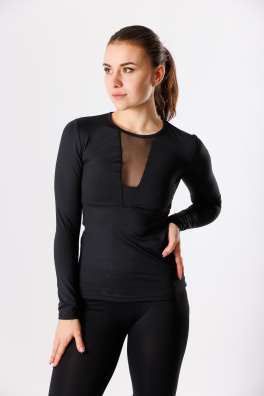 GoldBee Stahující Tričko Mesh Se Síťkou Vpředu I Vzadu S Dlouhým Rukávem Black (Barva Black, Velikost XXL)