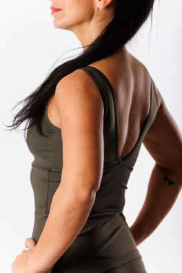 GoldBee Stahující Dlouhý Top Mesh Army (Barva Army, Velikost 3XL)