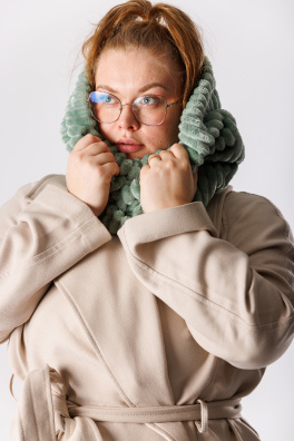 GoldBee Kruhová Šála Fluffy Dusty Mint (Barva Dusty Mint, Velikost M)