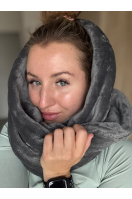 GoldBee Kruhová Šála Fluffy Grey (Barva Grey, Velikost M)