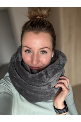 GoldBee Kruhová Šála Fluffy Grey (Barva Grey, Velikost M)