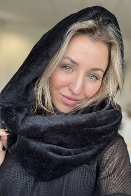 GoldBee Kruhová Šála Fluffy Black (Barva Black, Velikost M)