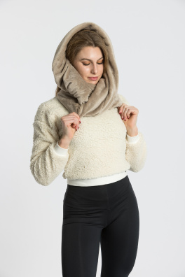 GoldBee Kruhová Šála Fluffy Taupe (Barva Taupe, Velikost M)