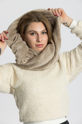 GoldBee Kruhová Šála Fluffy Taupe (Barva Taupe, Velikost M)