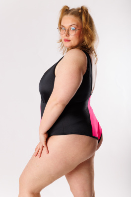 GoldBee Jednodílné Plavky Siluet Brazilky Neon Pink (Barva Neon Pink, Velikost 3XL)