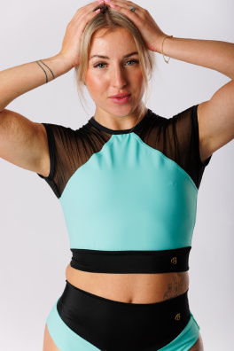 GoldBee Crop-Top Sport Mint Green (Barva Mint Green, Velikost L)