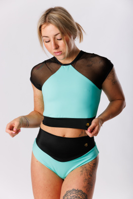 GoldBee Crop-Top Sport Mint Green (Barva Mint Green, Velikost L)