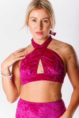 GoldBee Sametové Plavky Cross Vrchní Díl Fuchsia (Barva Fuchsia, Velikost L)