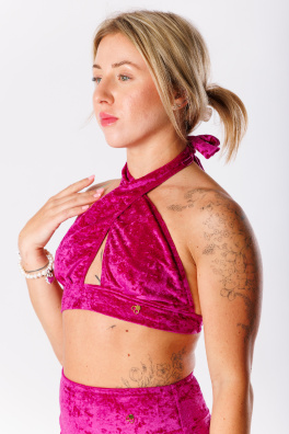 GoldBee Sametové Plavky Cross Vrchní Díl Fuchsia (Barva Fuchsia, Velikost L)